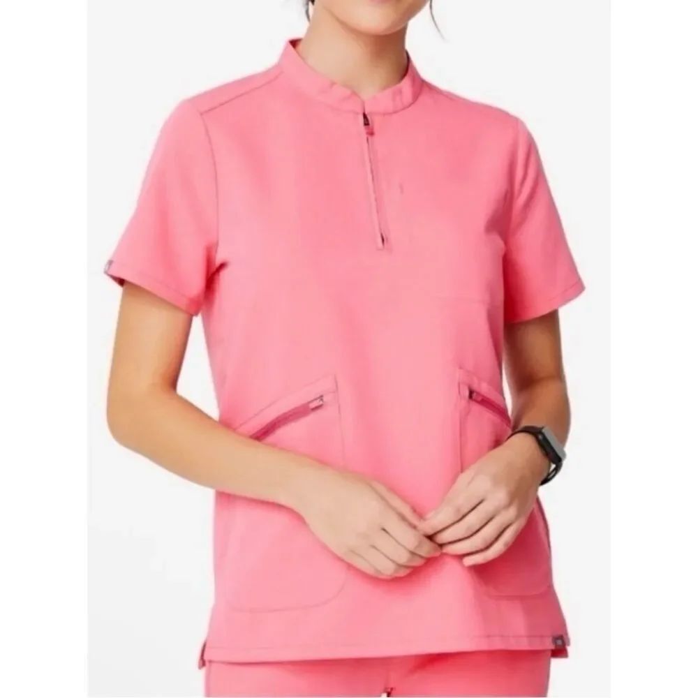 FIGS Pink Nata Henley Scrub Top Limited Edition